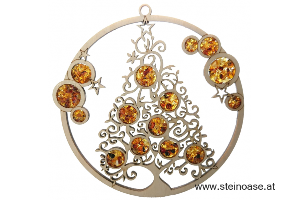 Fensterbild Suncatcher Bernstein - WEIHNACHTSBAUM / CHRISTBAUM Ø 11cm